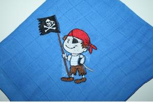 besticktes Nuscheli: Pirat blau