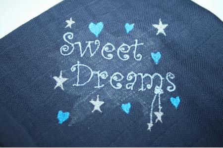 besticktes Nuscheli: Sweet Dreams dunkelblau_1