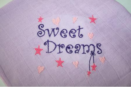 besticktes Nuscheli: Sweet Dreams lila_1