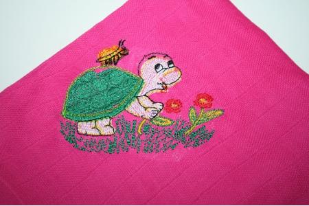 besticktes Nuscheli: Schildkröte 2 pink_1